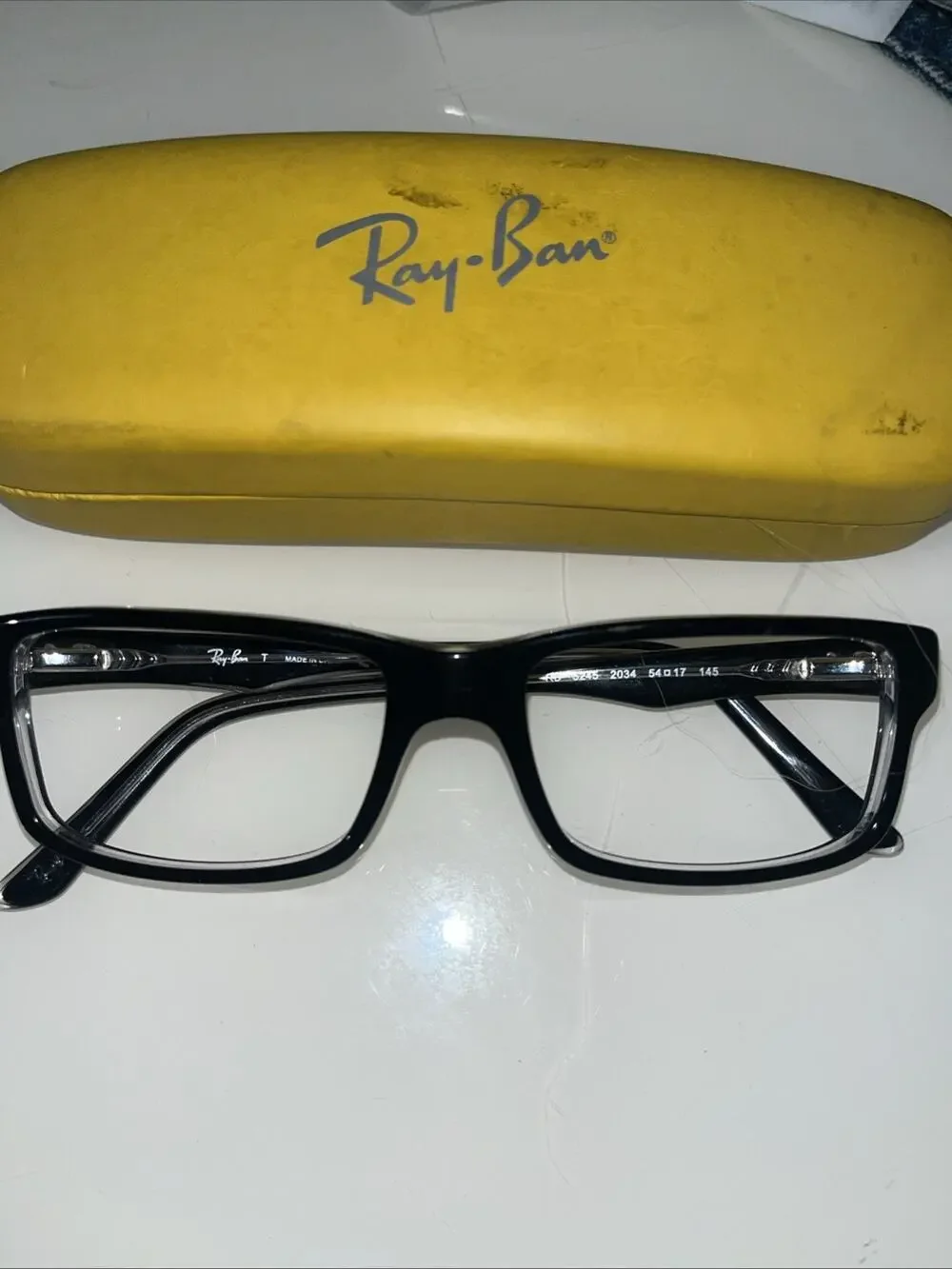Ray-Ban RB5245 2034 Eyeglasses Black on Transparent frames only W/case 54mm lens